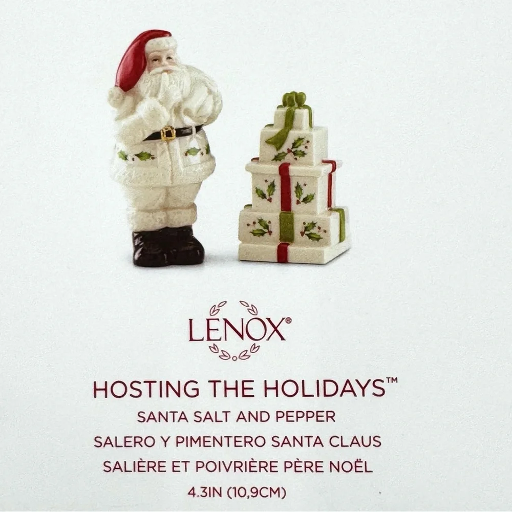 Lenox Holiday Santa & Presents Figural Salt and Pepper Set